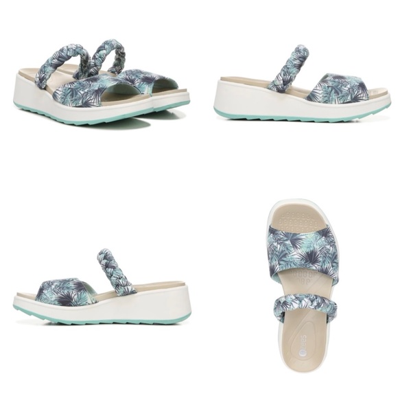 NIB Bzees New Wave Platform Wedge Slide Sandals Greenleaf 8M 38 - Picture 15 of 16